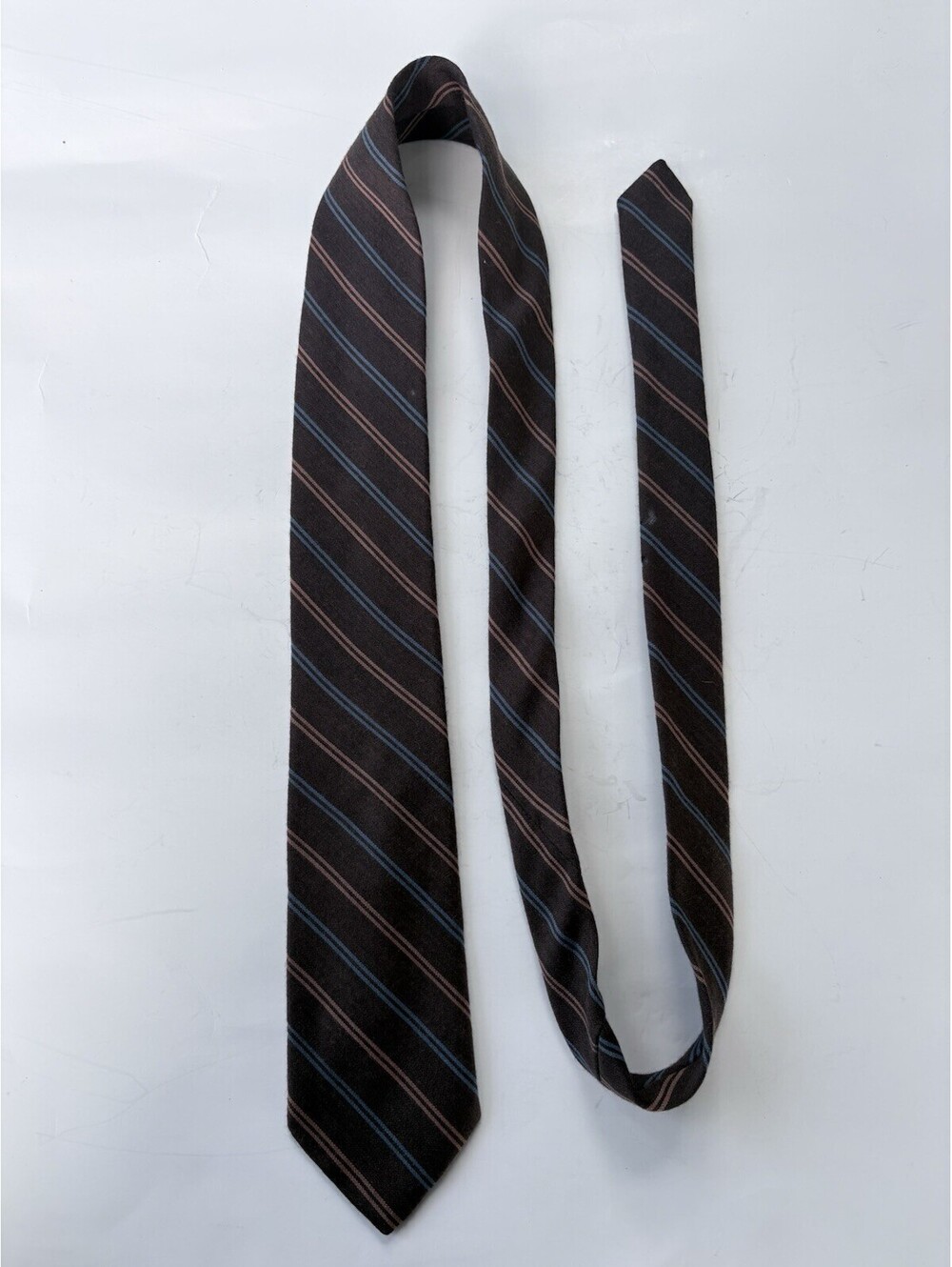 Necktie Via Re Brown Blue Pink Diagonal Stripe Classic Men’s Tie